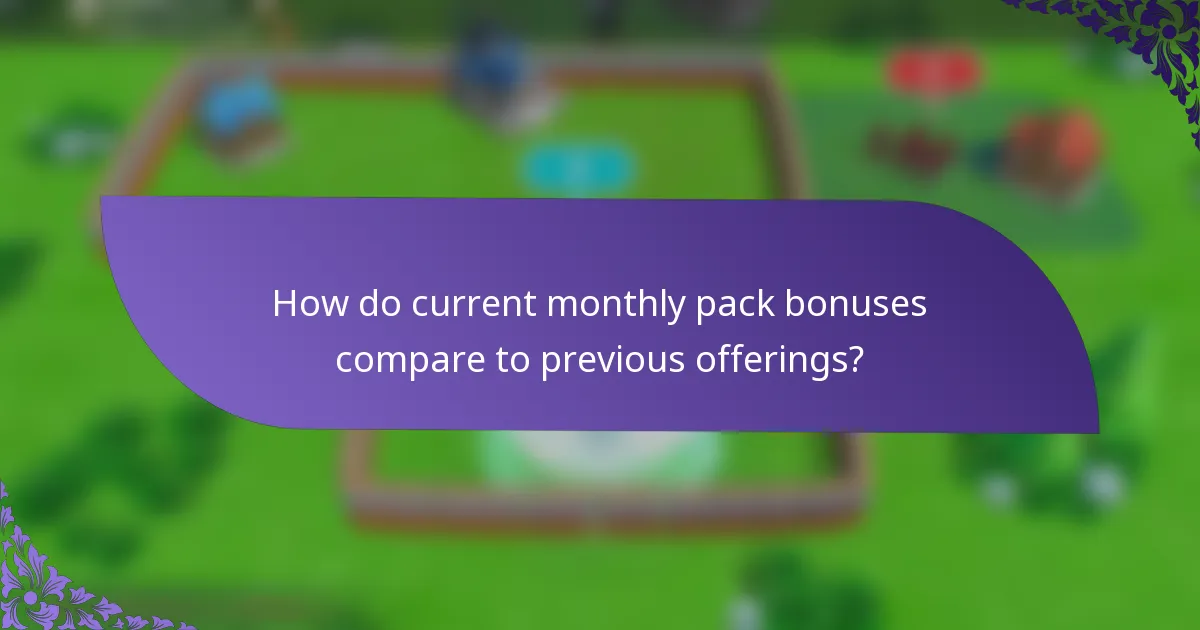 How do current monthly pack bonuses compare to previous offerings?
