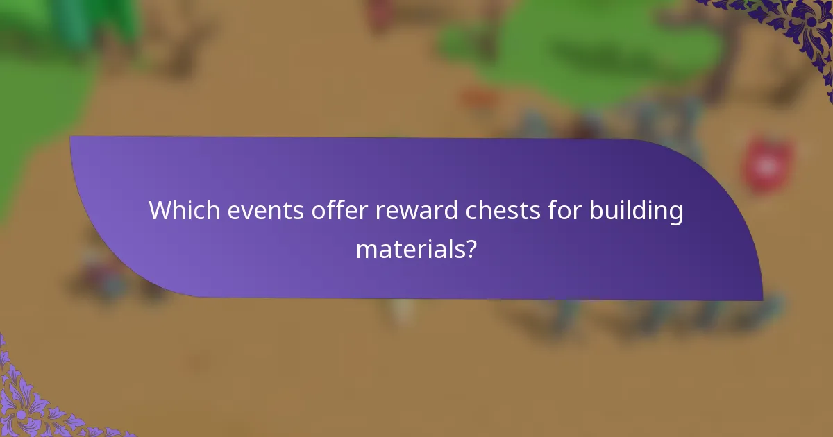 Which events offer reward chests for building materials?