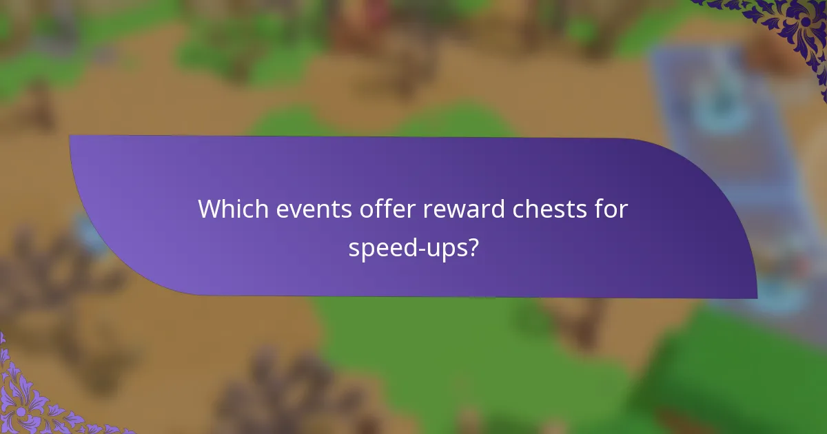 Which events offer reward chests for speed-ups?