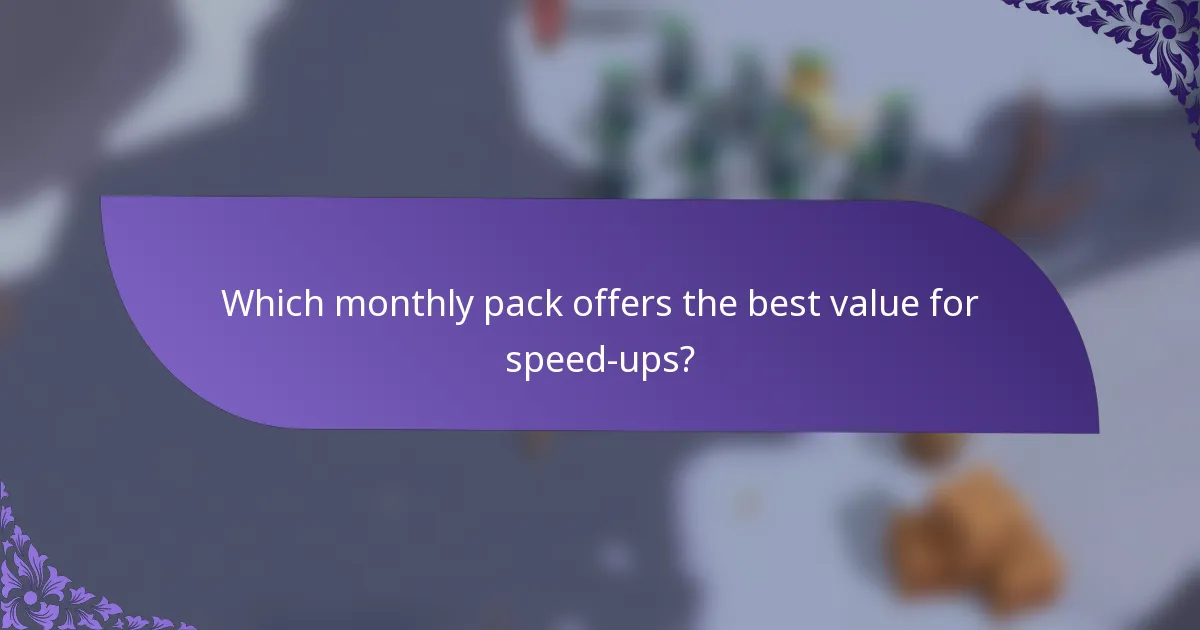 Which monthly pack offers the best value for speed-ups?